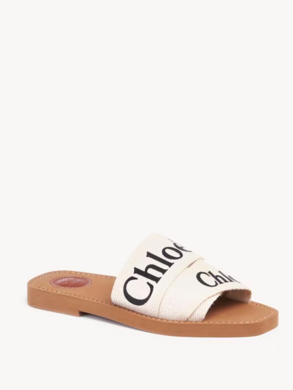 Chloe Woody Linen Open Toe Slides Women’s Size 40